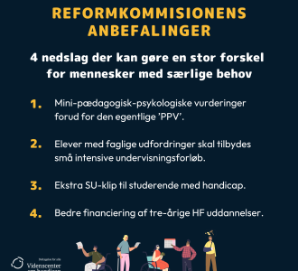 Plakat med Reformkommisionens anbefalinger.